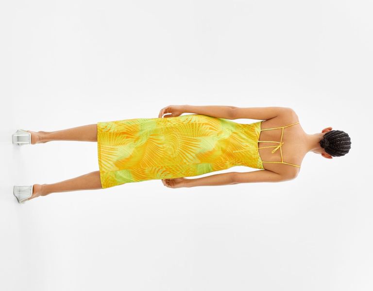 Bershka Midi With Straps And Cut-out And Tie Details Jurken Dames Oranje | dsn8ZfmtiQ6