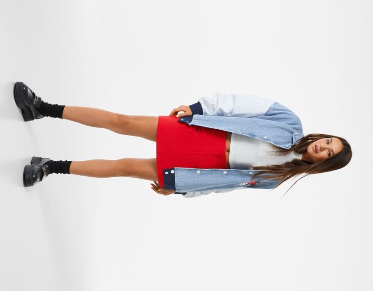 Bershka Mini With Belt Loops Rokken Dames Rood | QJaLdLV2fUd