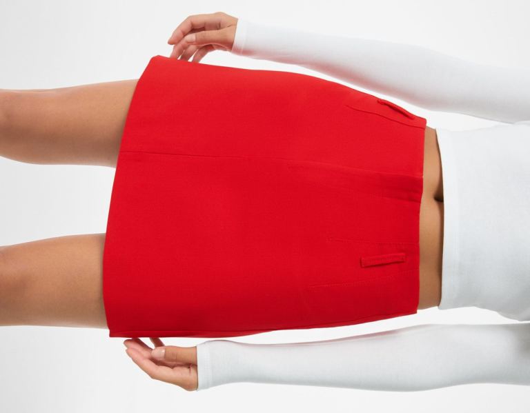 Bershka Mini With Belt Loops Rokken Dames Rood | QngeipSdlLC