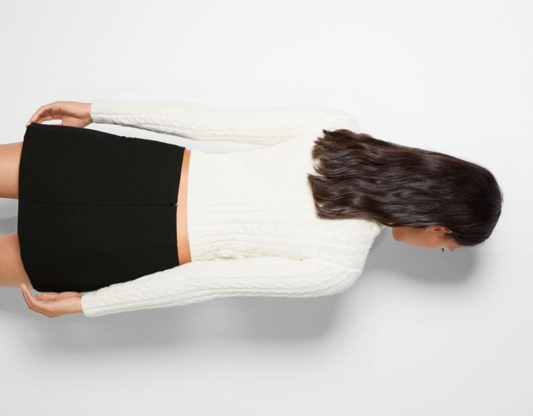 Bershka Mini With Slit Rokken Dames Zwart | v5kWuH4vVWb