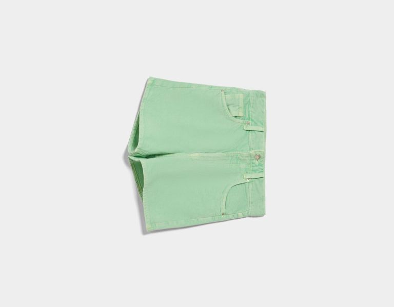 Bershka Mom Fit Denim Korte Broek Dames Groen | 1LHSu4Skswc