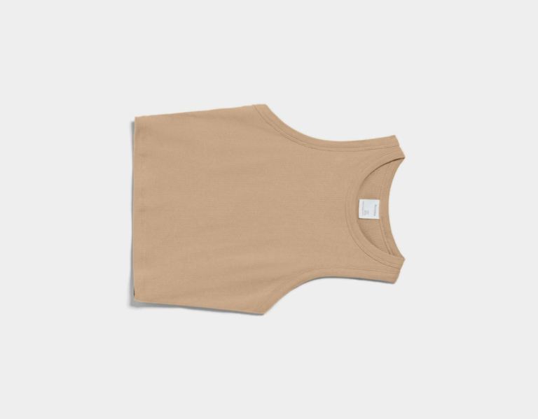 Bershka Mouwloos Geribbeld Topjes Dames Bruin | dU370IHilIH