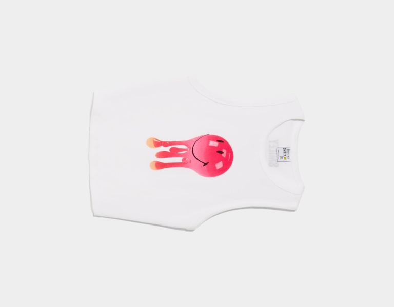 Bershka Mouwloos With Smiley® Drip Print T-shirts Dames Wit | 8PX8wYaclI5
