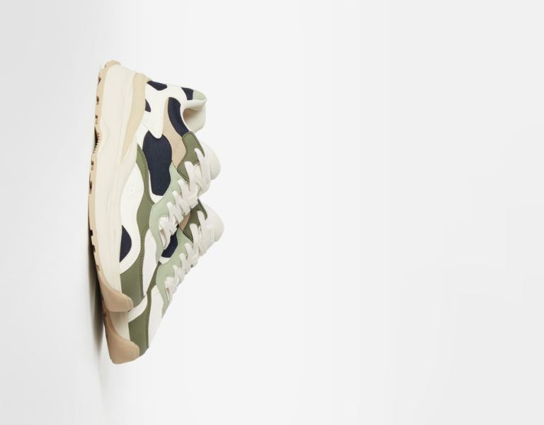 Bershka Multi-piece Mesh Sneakers Heren Groen | 17Mj5r3lEkv