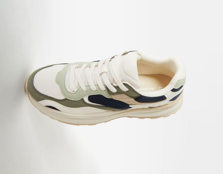 Bershka Multi-piece Mesh Sneakers Heren Groen | 17Mj5r3lEkv