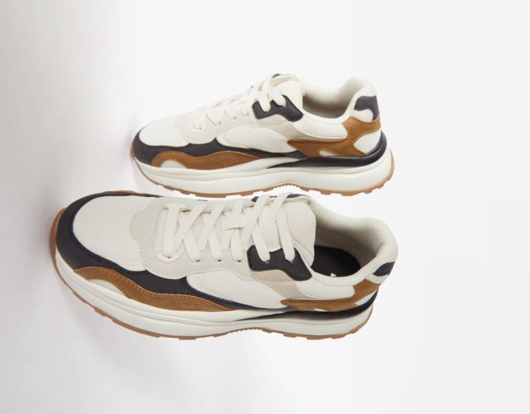 Bershka Multi-piece Mesh Sneakers Heren Bruin | isd2WMEZGEM