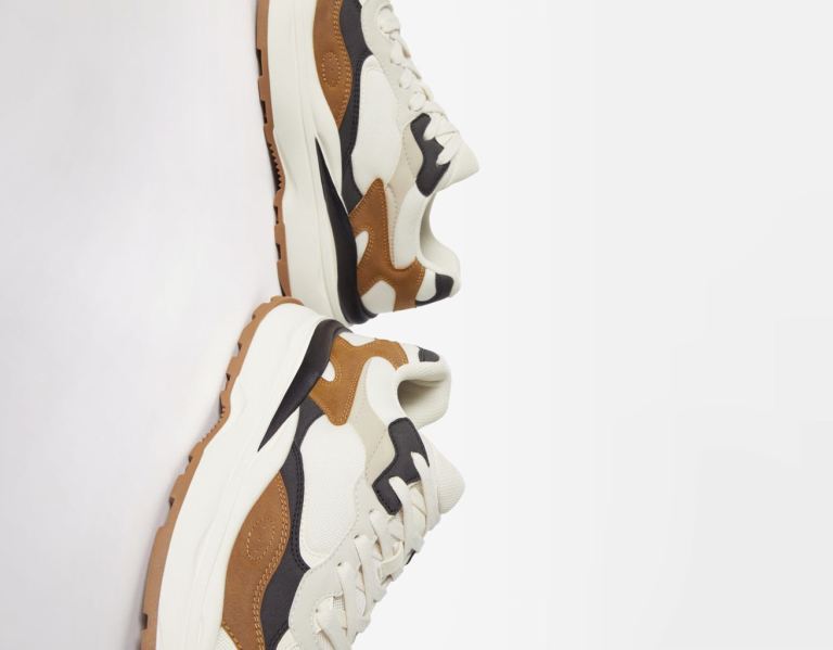 Bershka Multi-piece Mesh Sneakers Heren Bruin | isd2WMEZGEM