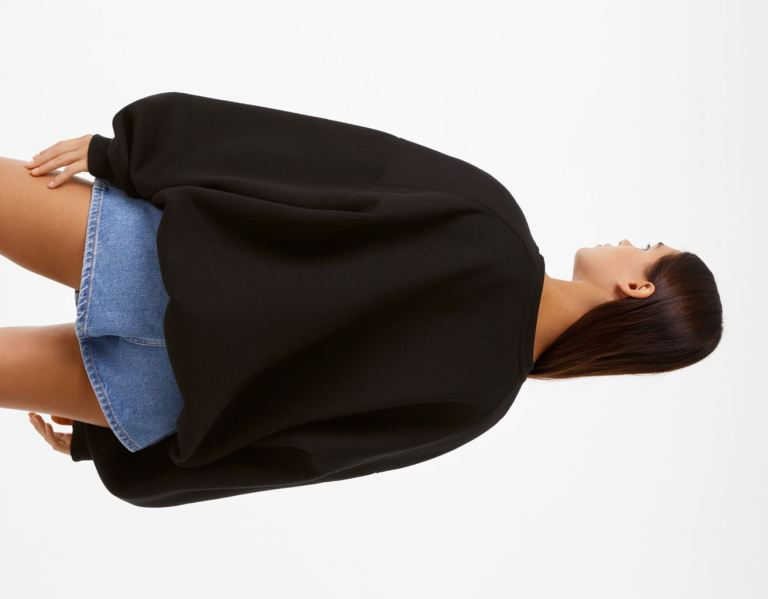 Bershka Oversize Crew Neck Sweatshirts Dames Zwart | pmOYZAclghH