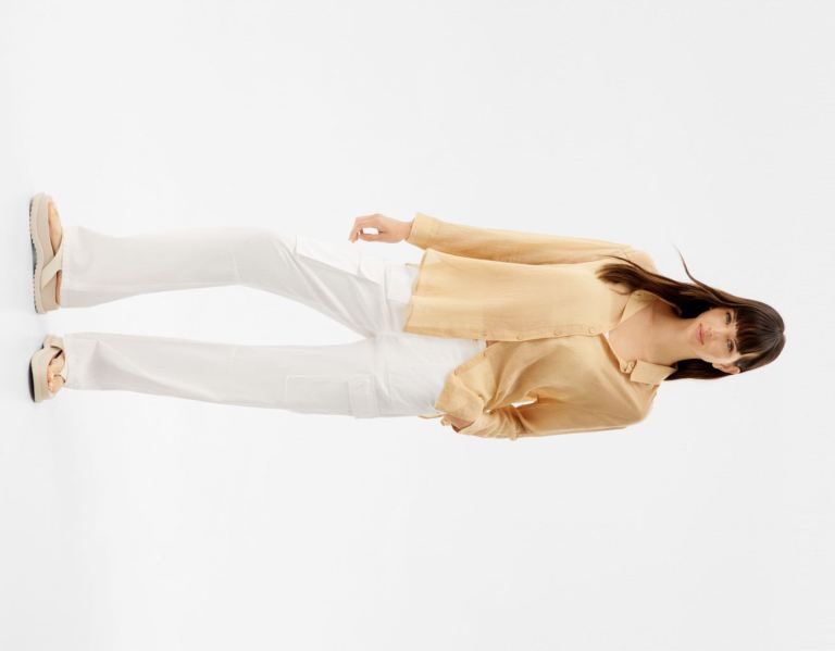 Bershka Oversize Long Sleeve Rustic-effect Overhemd Dames Bruin | jgTR8iBxKZp