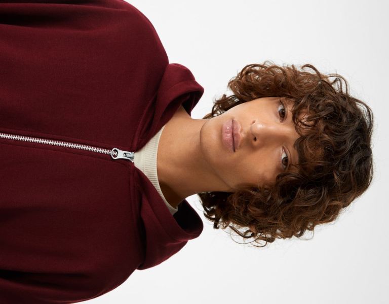 Bershka Oversize Zippered Hoodie Trainingspak Heren Donkerrood | h2B30hAda6Q