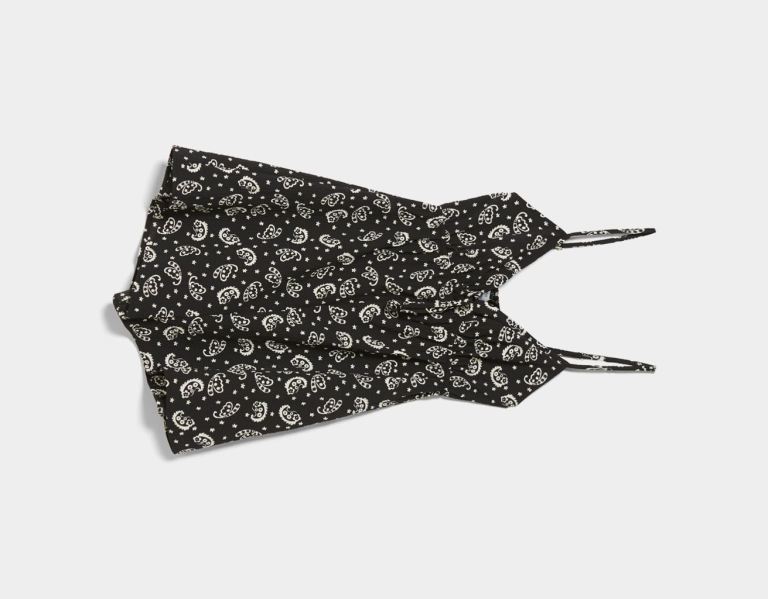 Bershka Paisley Print Romper Jurken Dames Wit Zwart | jadBCYY7Y0X