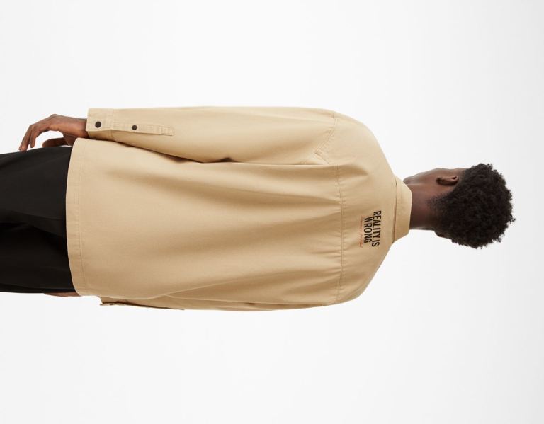 Bershka Photo Print Over Overhemd Heren Bruin | zVQqqK2lelB