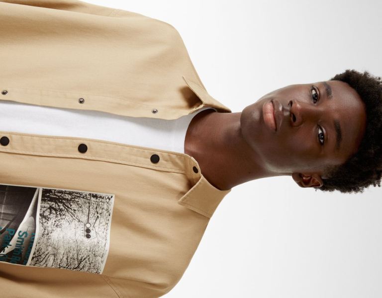 Bershka Photo Print Over Overhemd Heren Bruin | zVQqqK2lelB