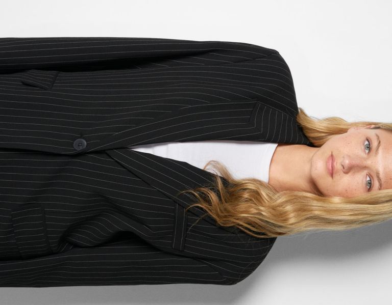 Bershka Pinstripe Blazer And Pants Set Pakken Dames Zwart | z5Qp6fVWRGH