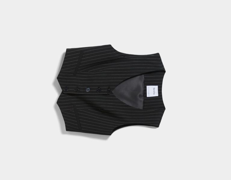 Bershka Pinstripe Tailored Vest Blazer Dames Zwart | 2ZBPOiSkpJQ