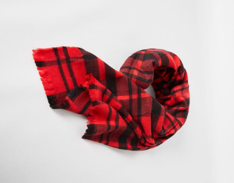Bershka Plaid Sjaals Dames Rood | Hsz4vh6WbiJ