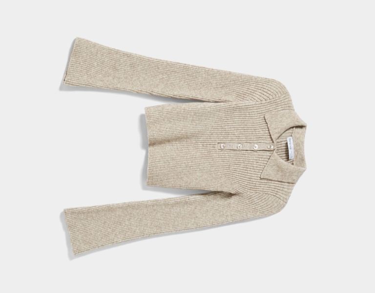 Bershka Polo Collar Trui With Bell Sleeves Gebreide Kleding Dames Bruin | u5w3myZtOwB