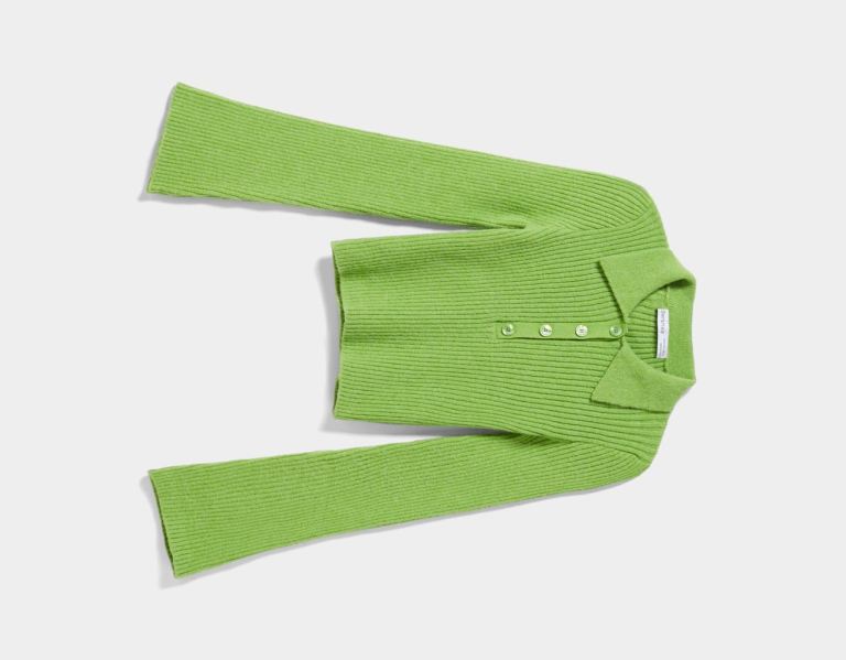Bershka Polo Collar Trui With Bell Sleeves Gebreide Kleding Dames Groen | xjZE1dJcVIS