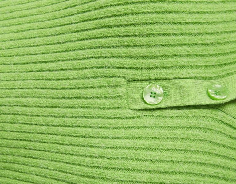 Bershka Polo Collar Trui With Bell Sleeves Gebreide Kleding Dames Groen | xjZE1dJcVIS