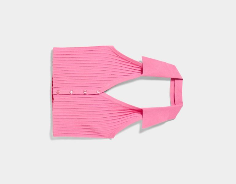 Bershka Polo Collar With Buttons Topjes Dames Roze | X549u9ppQ39