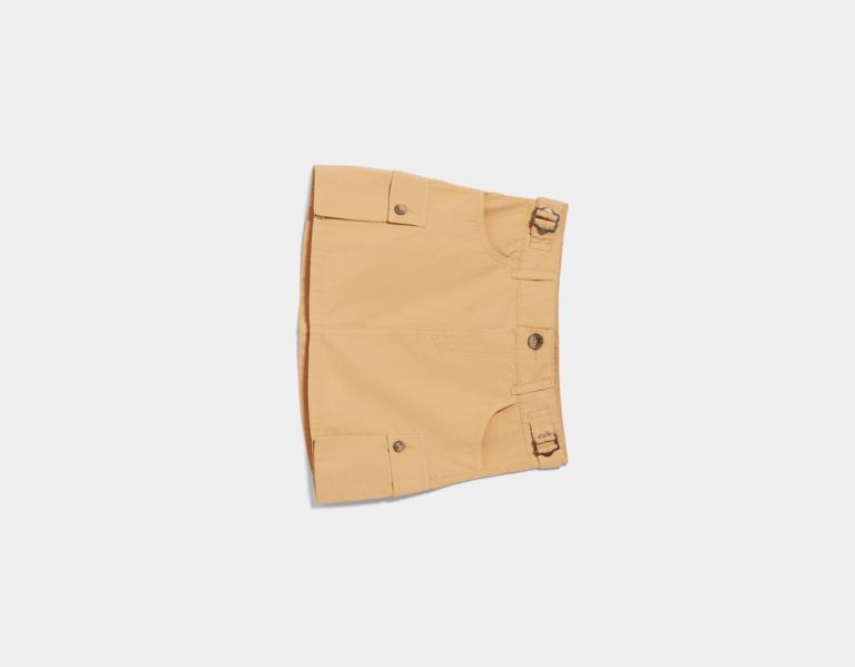 Bershka Poplin Cargo Mini Rokken Dames Beige | QpzXN1DnvZC