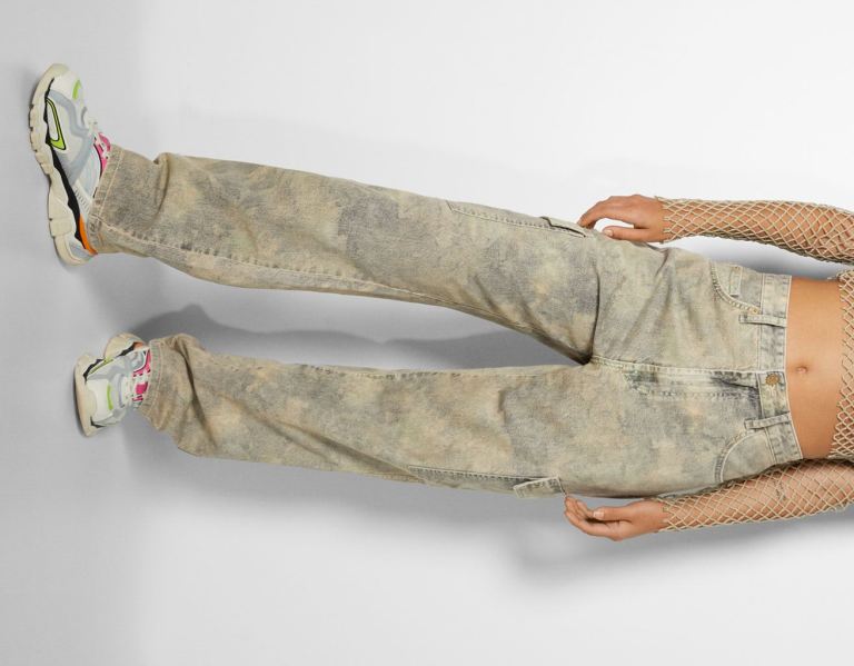 Bershka Printed Baggy Jeans Cargo Dames Bruin | HJN9WJ8Bicp