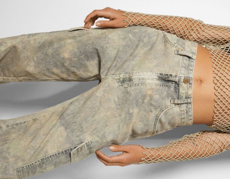 Bershka Printed Baggy Jeans Cargo Dames Bruin | HJN9WJ8Bicp
