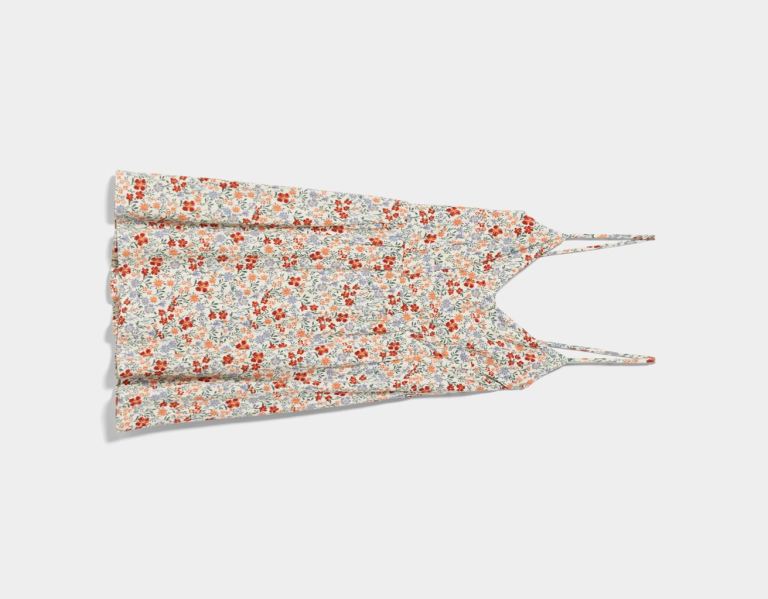 Bershka Printed Bandjes Mini Jurken Dames Wit | KuGqPQjYchk