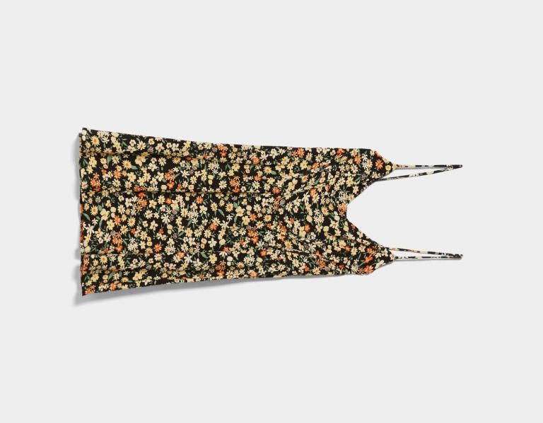 Bershka Printed Bandjes Mini Jurken Dames Zwart | rk5Z3I3YMRI