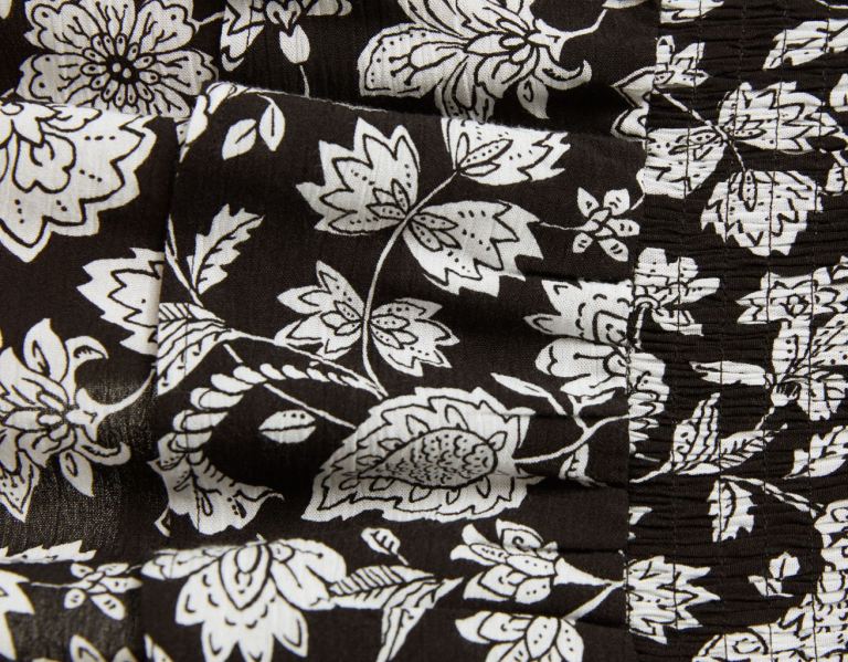 Bershka Printed Gathered Mini Rokken Dames Wit Zwart | 7Yq2naWkE2c