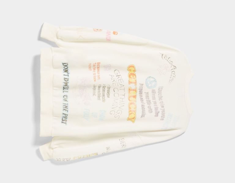 Bershka Printed Long Sleeve Sweatshirts Dames Wit | UREWoxOQYcw