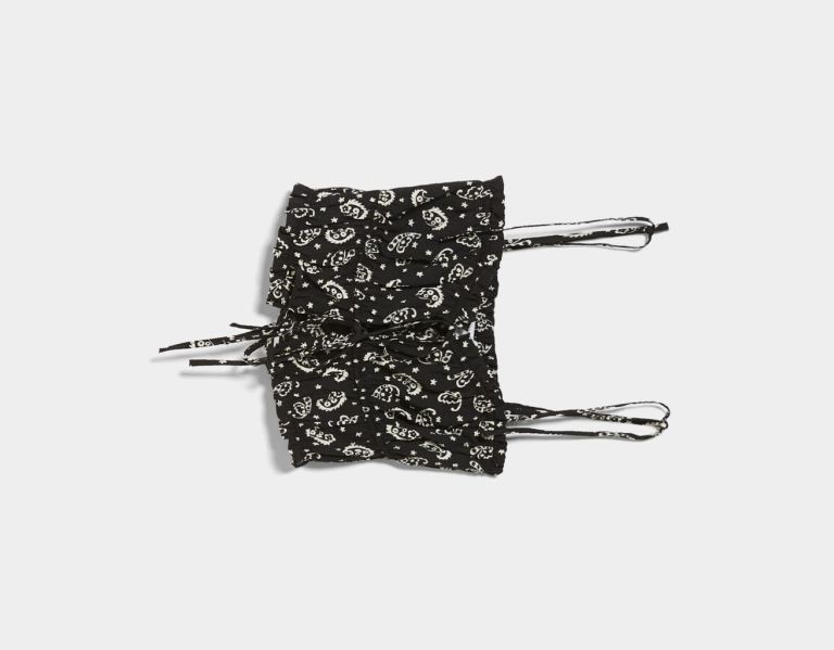 Bershka Printed With Tied Straps Topjes Dames Wit Zwart | t9Ys9xOGulj
