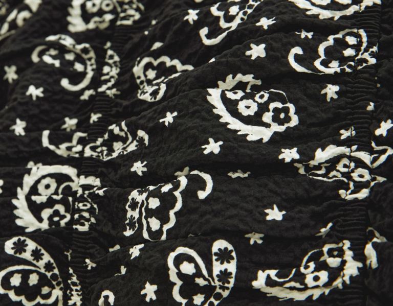 Bershka Printed With Tied Straps Topjes Dames Wit Zwart | t9Ys9xOGulj