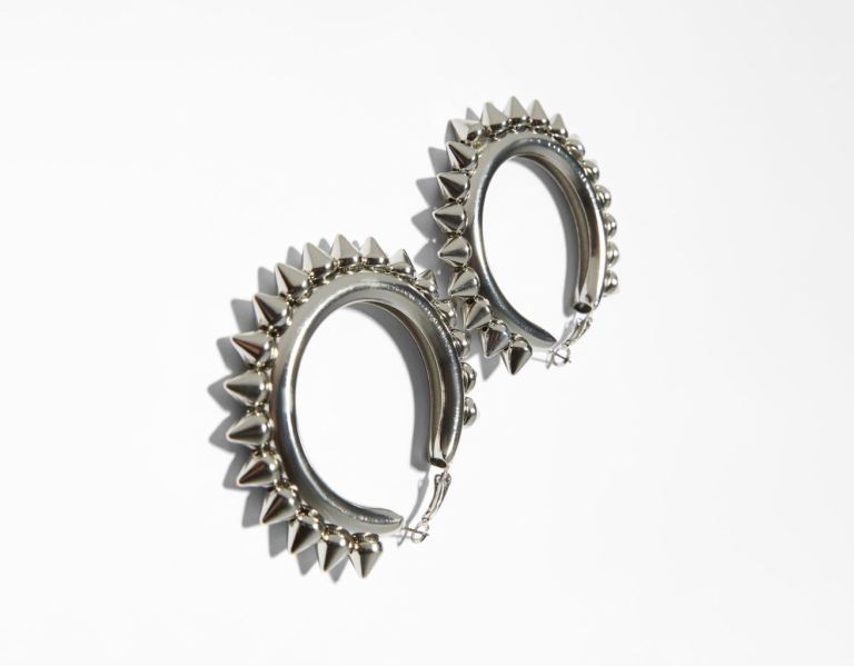 Bershka Punky Hoop Earrings Sieraden Dames Zilver | Tx3o1yfQD7S