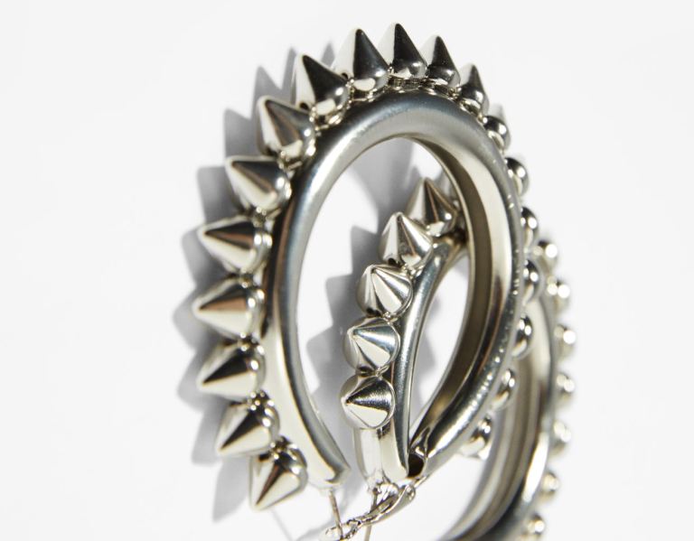 Bershka Punky Hoop Earrings Sieraden Dames Zilver | Tx3o1yfQD7S