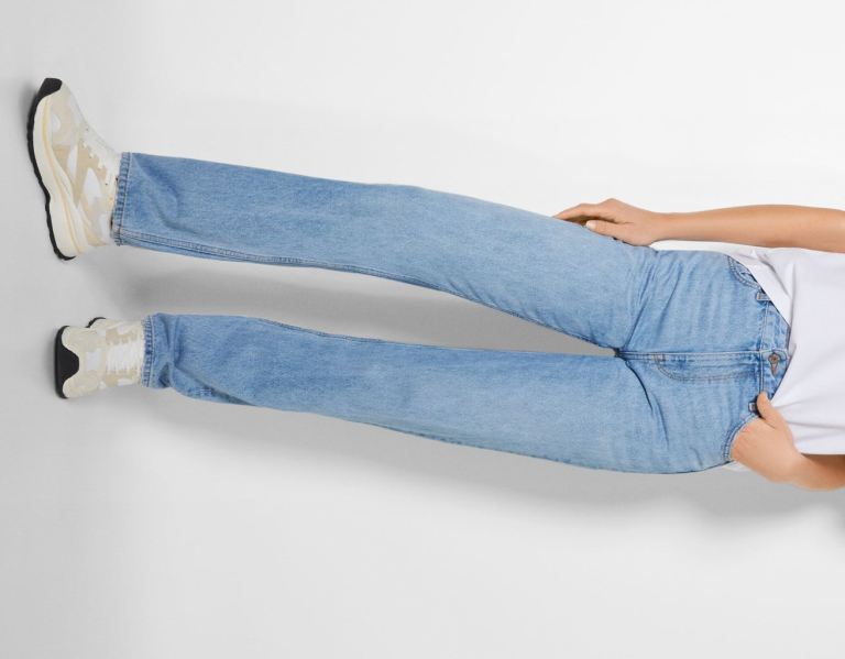 Bershka Rechtdoor Fit Jeans Dames Lichtblauw | hoKQsep8Blc