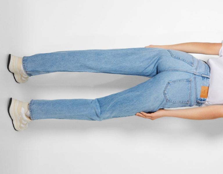 Bershka Rechtdoor Fit Jeans Dames Lichtblauw | hoKQsep8Blc