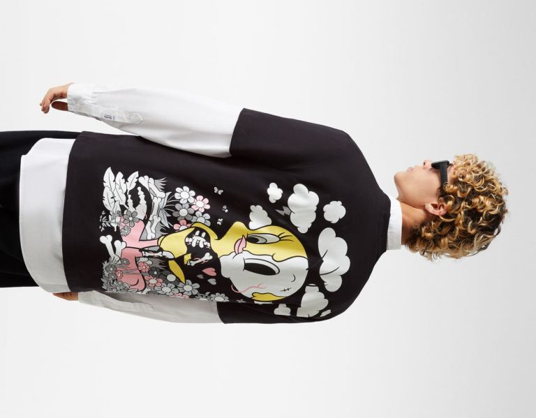 Bershka Regular Fit Kort Sleeve With Looney Tunes X Coté Escrivá Print T-shirts Heren Zwart | Qpwel9S6Yvx