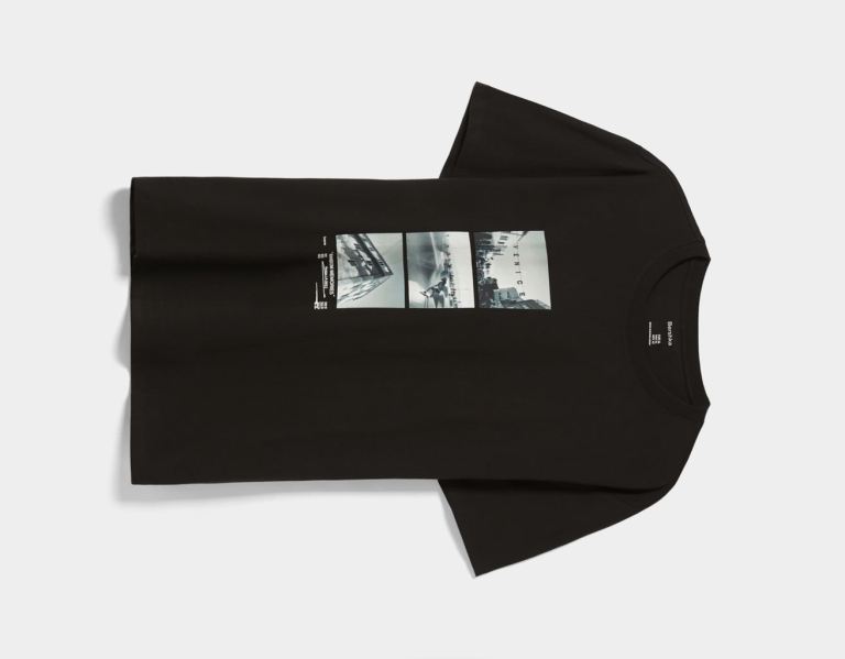 Bershka Regular Fit Kort Sleeve With Photo Print T-shirts Heren Zwart | tY6axgj1CG3