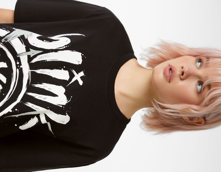 Bershka Regular-fit Kort Sleeve Featuring Blink 182 Print T-shirts Dames Zwart | 8hTmZYKVKQH