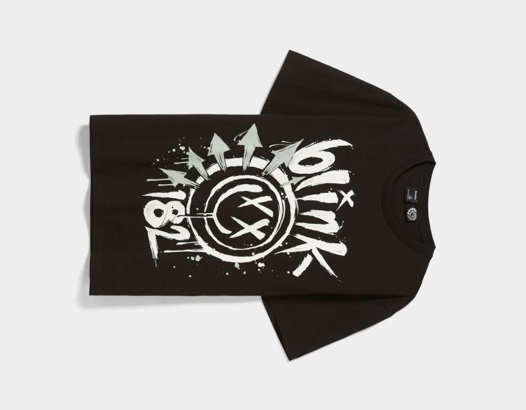 Bershka Regular-fit Kort Sleeve Featuring Blink 182 Print T-shirts Heren Zwart | N2K8COssurz