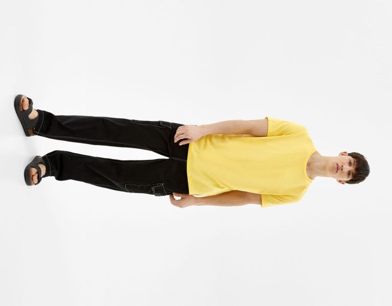 Bershka Regular-fit Kort Sleeve T-shirts Heren Geel | WymIpS9bblU