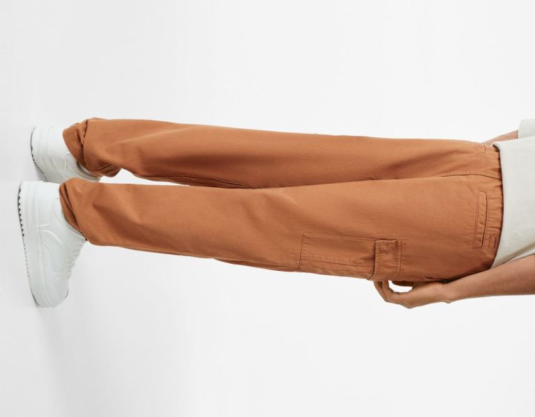 Bershka Regular-fit Sweatpants-style Pants Cargo Heren Donkeroranje | 4mjwHf1q41i