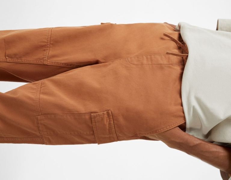 Bershka Regular-fit Sweatpants-style Pants Cargo Heren Donkeroranje | 4mjwHf1q41i