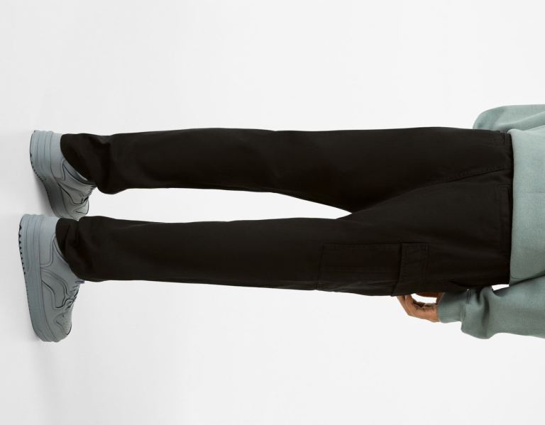 Bershka Regular-fit Sweatpants-style Pants Cargo Heren Zwart | P112Xu3f3AI