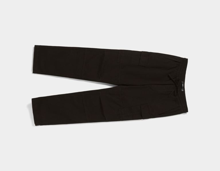 Bershka Regular-fit Sweatpants-style Pants Cargo Heren Zwart | P112Xu3f3AI