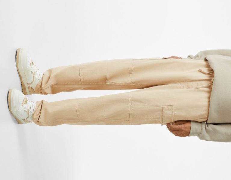 Bershka Regular-fit Sweatpants-style Pants Cargo Heren Bruin | SLa6vlbrGvn