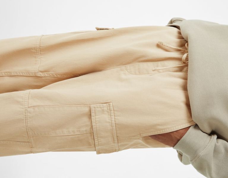 Bershka Regular-fit Sweatpants-style Pants Cargo Heren Bruin | SLa6vlbrGvn