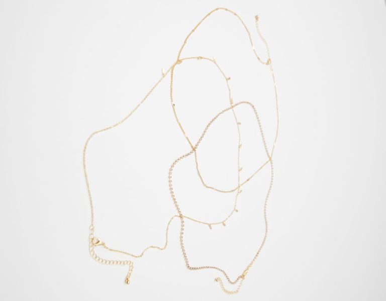 Bershka Rhinestone Body Chain Sieraden Dames Goud | W02rntlnG9S