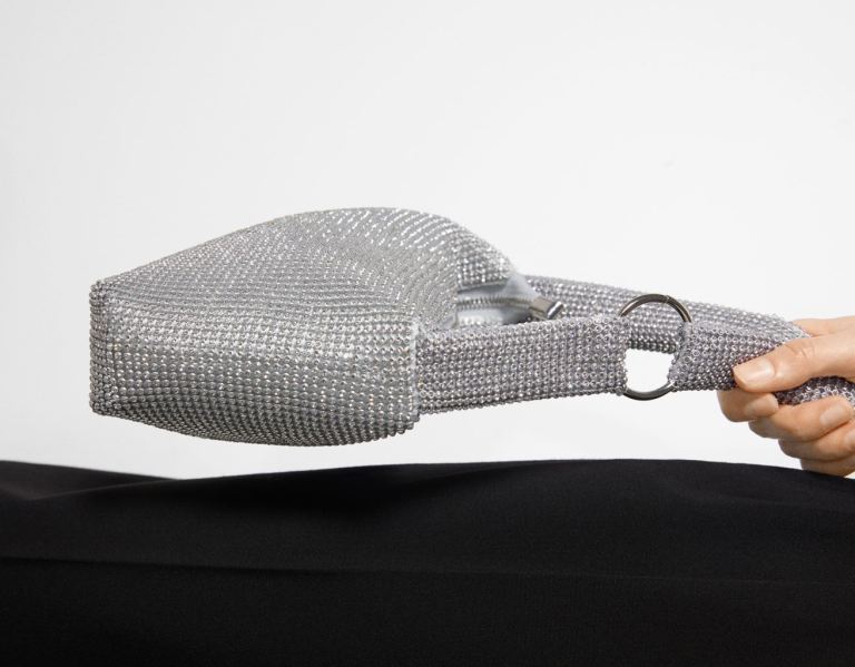 Bershka Rhinestone With Handle And Ring Detail Tassen Dames Zilver | 9rjFlDxdoij